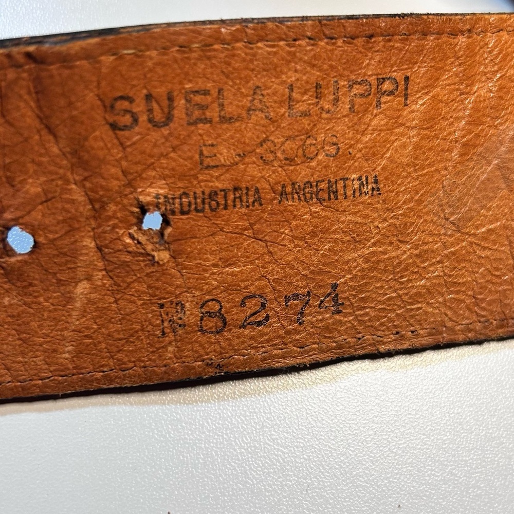 Vintage Suela Luppi Argentina Leather Triple Circle Belt, Cognac. Y2K Size S. - Picture 10 of 13
